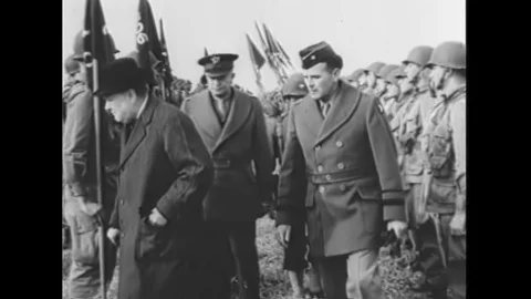 General Eisenhower invades Normandy on D-day with amphibious landings and Stock Footage 145412887