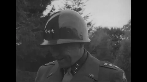 General. George S. Patton talks to other officers - 1944 Stock Footage 99101509