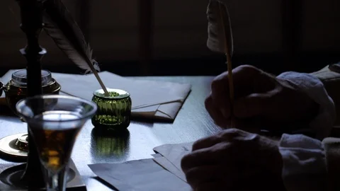 General George Washington - tabletop &amp; documents at Revolutionary War HQ Video stock 105825087