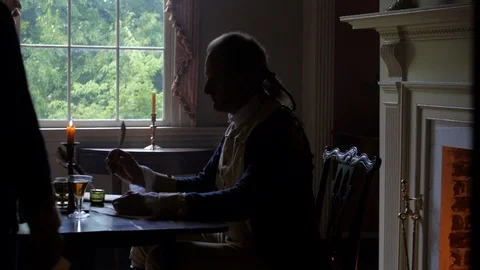 General George Washington in war, commander at Revolutionary War HQ Stock Footage 105824149