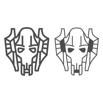 General Grievous line and solid icon, star wars concept, kaleesh warlord supreme Stock Illustration