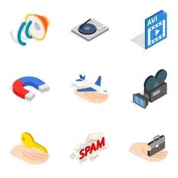 General internet icons set, isometric style Stock Illustration