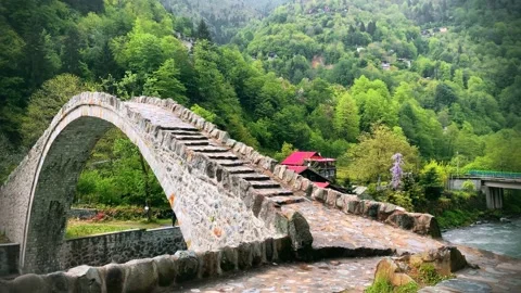 General landscape view of historical high stone bridges Stock Footage 196117730