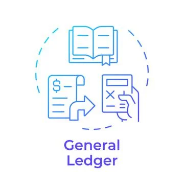 General ledger blue gradient concept icon Stock Illustration