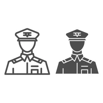 General line and glyph icon. Commander vector illustration isolated on white Stock Illustration