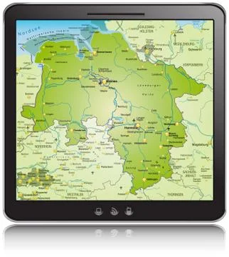 General map of lower saxony as a mobile phone Stock Illustration