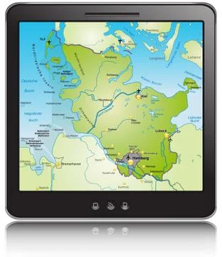 General map of schleswig-holstein as a mobile phone Stock Illustration