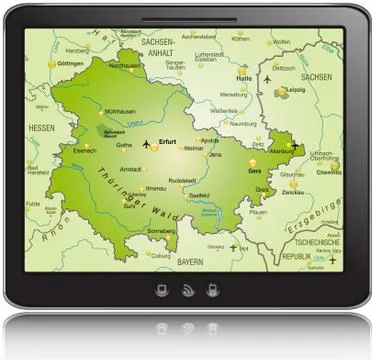 General map of thuringia as a mobile phone Illustrazione stock