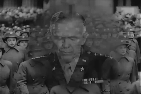 General Marshall lauds about the working class women in office - 1944 Stock Footage 91090732