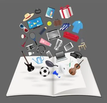 General object floating over open book vector Stock Illustration