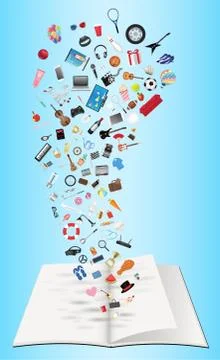 General object floating over open book vector Stock Illustration