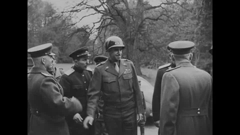 General Omar Bradley and the Soviet officers Stock Footage 244730500