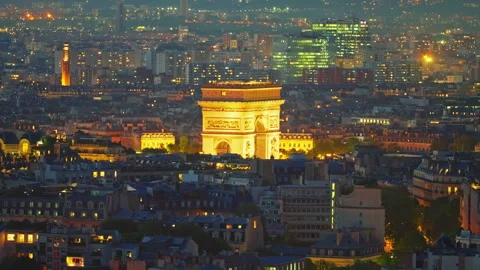 General panoramic view of the city of Paris France, beautiful sunset in the Video stock 316590739