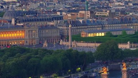 General panoramic view of the city of Paris France, beautiful sunset in the Stock Footage 317316037