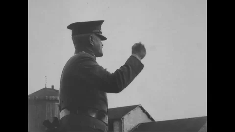 General Pershing address the troops at Embarkation Camp after inspection - 1919 Stock Footage 98951920
