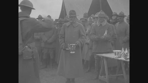 General Pershing presents cups to the winners - 1917 Stock Footage 87610231
