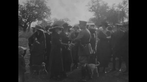 General Pershing talks with ladies at Camp Travis - 1920 Stock Footage 86485269