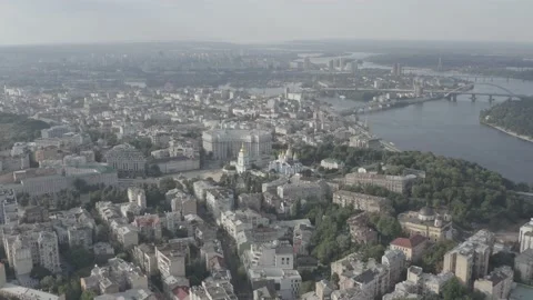 The general plan of the city center of Kyiv. Ukraine. Summer. Aerial Stock Footage 200988348