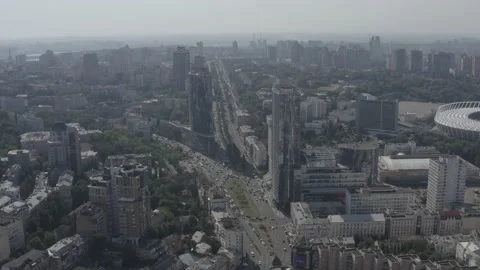 The general plan of the city center of Kyiv. Ukraine. Summer. Aerial Stock Footage 201014725