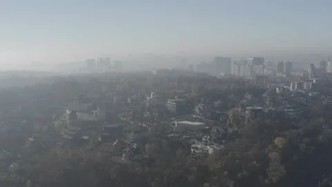 The general plan of the city of Kyiv. Sunset. Aerial photography. Stock Footage 228832155
