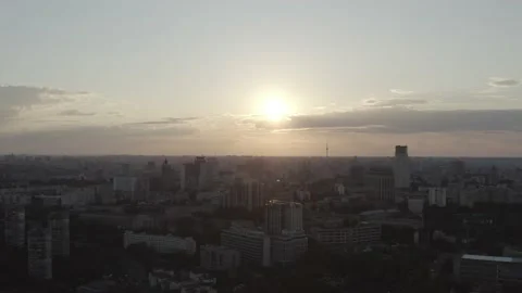 The general plan of the city of Kyiv. Sunset. Aerial photography. 스톡 동영상 228867256