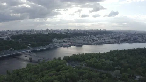 General plan of the city of Kyiv. View of the right bank. City center. Summer. Stock Footage 219948814