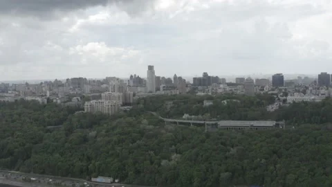 General plan of the city of Kyiv. View of the right bank. City center. Summer. Stock Footage 219957554