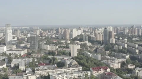General plan of the city of Kyiv. View of the right bank. City center. Summer. Stock Footage 219957557