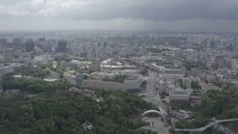 General plan of the city of Kyiv. View of the right bank. City center. Summer. Stock Footage 219957631