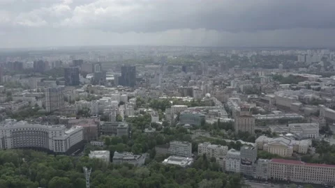General plan of the city of Kyiv. View of the right bank. City center. Summer. Stock Footage 219957637