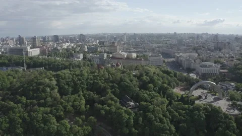 General plan of the city of Kyiv. View of the right bank. City center. Summer. Stock-Footage 219957660