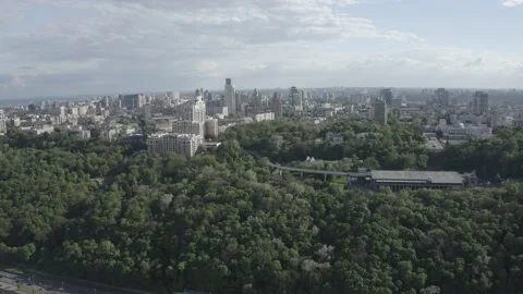 General plan of the city of Kyiv. View of the right bank. City center. Summer. Stock Footage 219957671