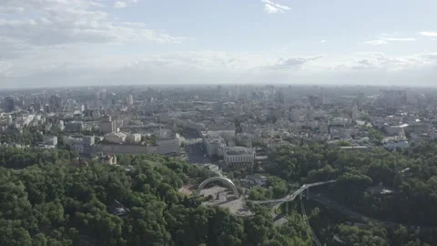 General plan of the city of Kyiv. View of the right bank. City center. Summer. Stock Footage 219957707