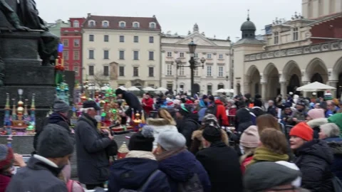 The general plan of the competition of models of monuments in Krakow szopka Stock Footage 223405966