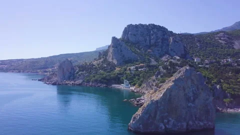 General plan with a drone on the rock and the black sea. Stock Footage 91512015