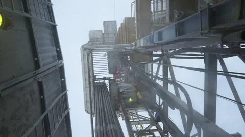 General plan inside the gas drilling station Video stock 143328925