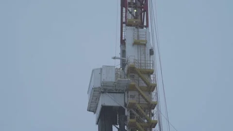 General plan inside outside the drilling station, day Stock Footage 143329026
