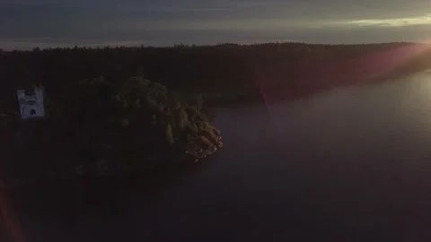 General plan of the landscape and castle on the island. Stock Footage 149108029