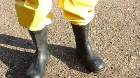 General plan of man in a protective suit, chemical, biological protection (3) Video stock 49071529