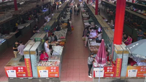 General plan of a market of jewels and precious stones in Beijing, in China Stock Footage 231663444