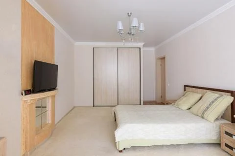 General plan of a spacious, bright, cozy bedroom Foto stock