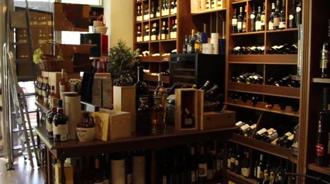 The general plan of the store wine Stock Footage 46069928