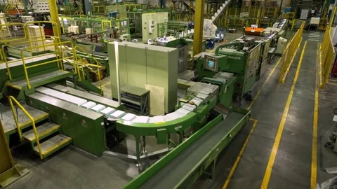 The general plan of the workshop and the automatic A4 paper cutting line Stockbeeldmateriaal 323068497