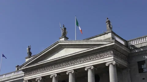 General Post Office Dublin architecture deep blue sky Stock Footage 64860968