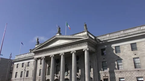 General Post Office Dublin roofline blue sky Stock Footage 64860153