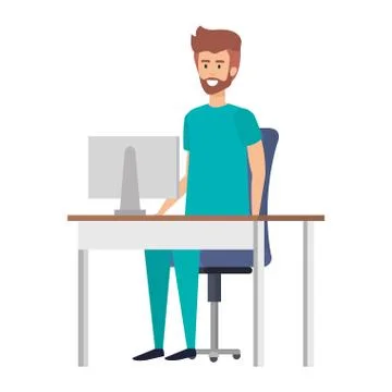 General practitioner in consulting room Stock Illustration