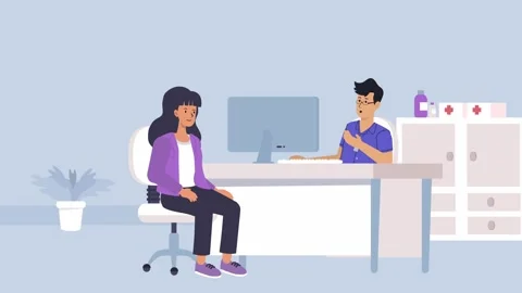 General Practitioner Patient Consultation in Modern Clinic 4K Animated Scene Stock Footage 303553780