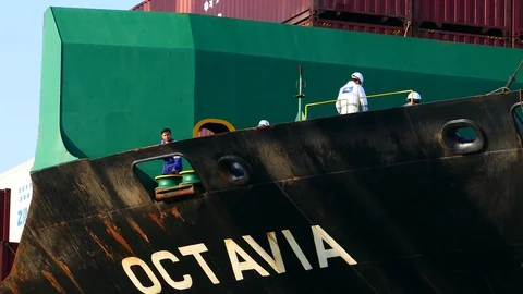 General Procedure of Preparing Ship for dock at Port Stock Footage 95311372