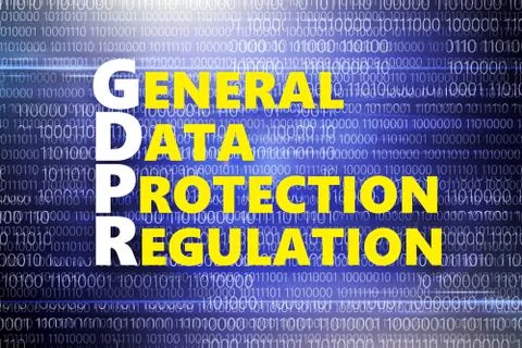 General regulations for protection of personal data. Yellow inscription on blue Illustrazione stock