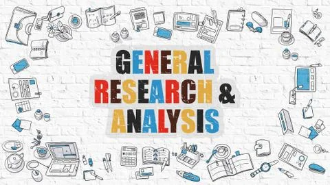 General Research and Analysis Concept with Doodle Design Icons 스톡 일러스트